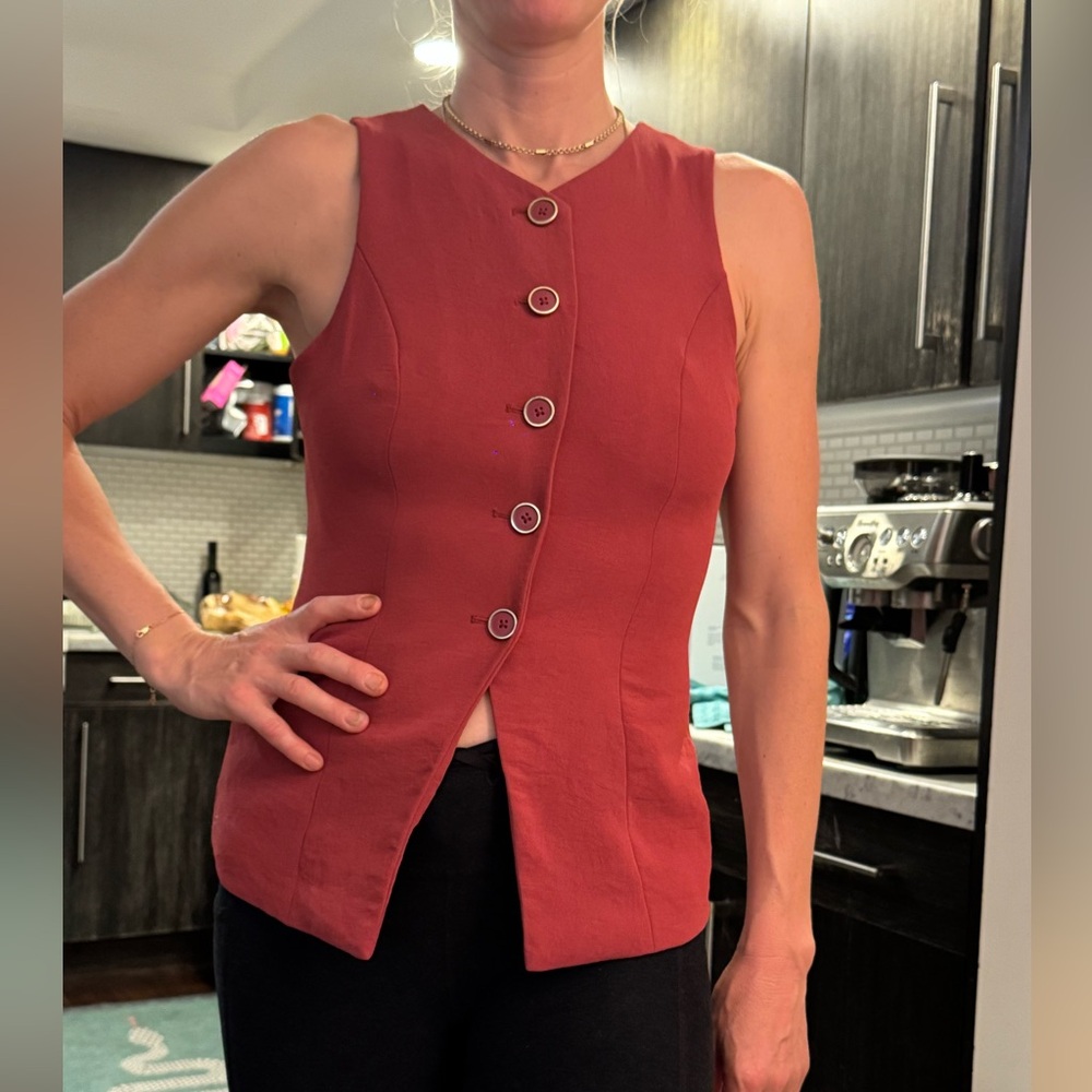 a new day Rust Red Button-Front Sleeveless Top